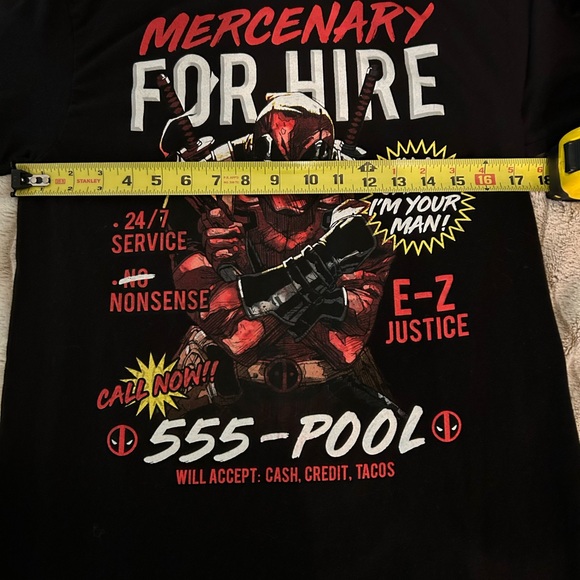 NWOT Marvel Deadpool “Mercenary for Hire” Unisex Medium Black - Picture 7 of 8